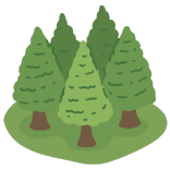 Icon of a small forest with green trees representing sustainability and nature