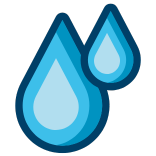 Icon of blue water droplets symbolising clean water, conservation and hydration