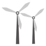 An illustration with two windmills.
